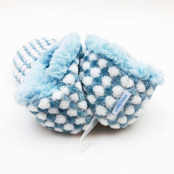 NWT Snoozies Women's Harlequin Classic Light Blue & White Slippers Medium 7/8 - - Picture 3 of 6